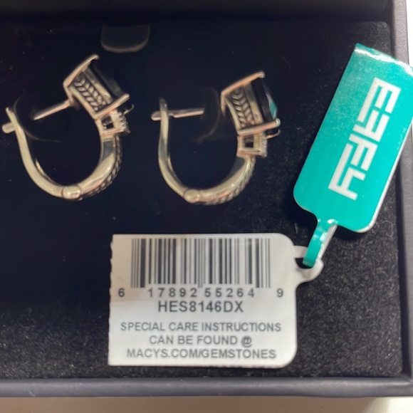 EFFY® Black Onyx (3-1/2 ct. t.w.) and Diamond Accent Earrings in Sterling Silver - Picture 4 of 4